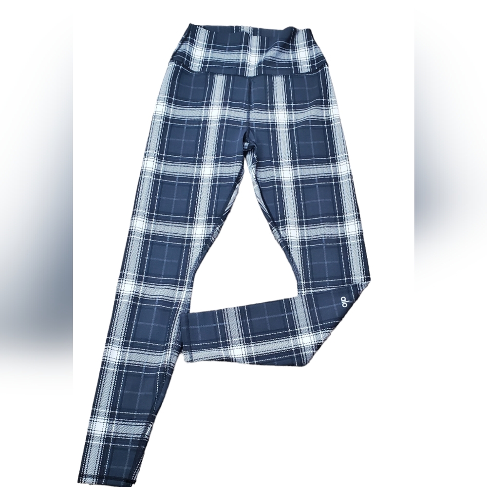 ALO Yoga Women's Navy & White Plaid Leggings